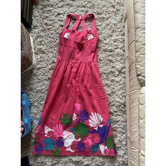 Vintage Carroll Reed Dress Pink Fit And Flare Shell Tropical Flower Floral 6 - Picture 12 of 13
